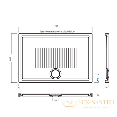 поддон душевой прямоугольный hatria lif h3 sby1zx01, 1200х800х30h мм, белый глянцевый